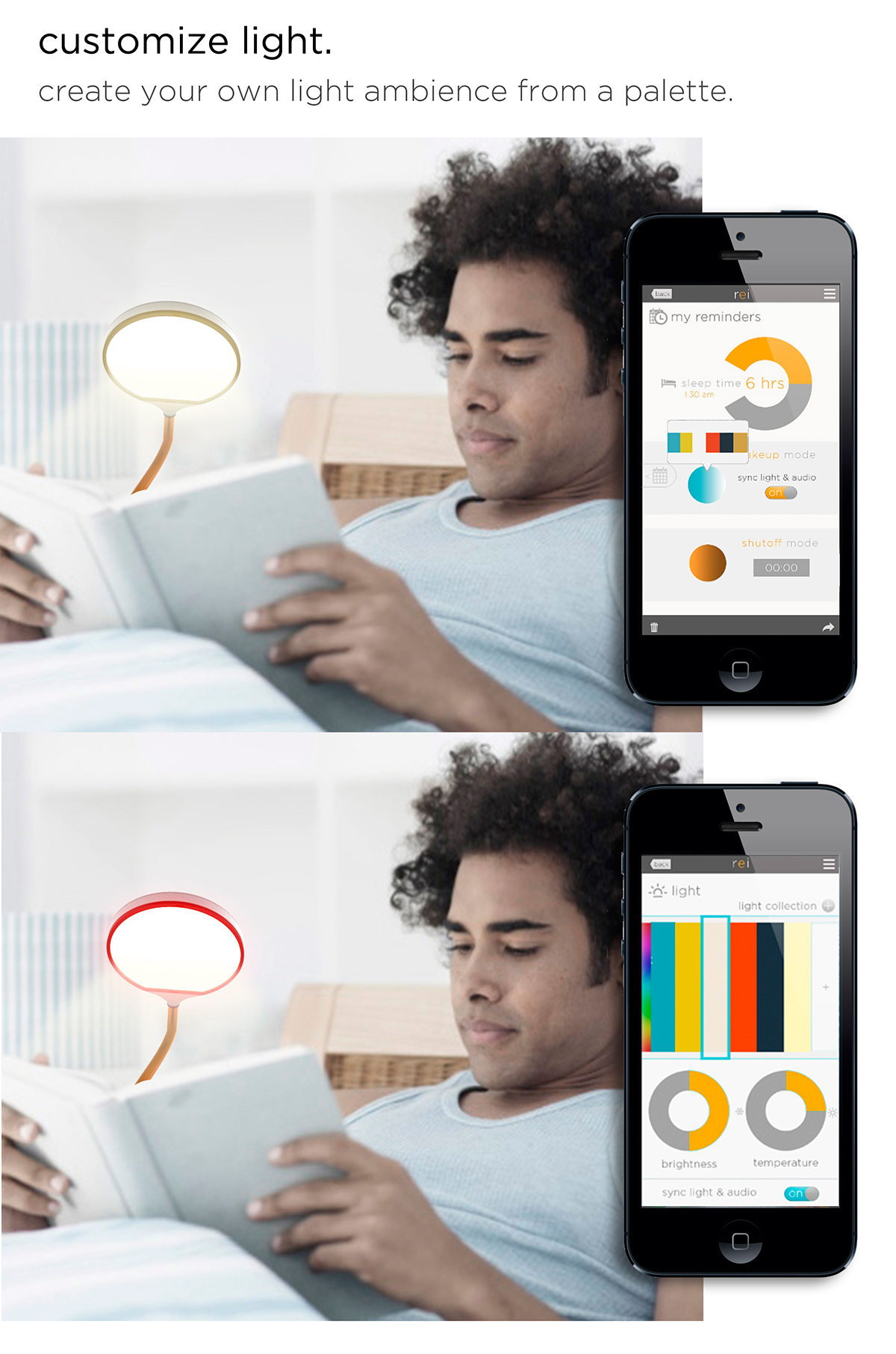 Smart light Lamp ipod smartphone android mac Playful Domus Academy Experience ui design UX design visual design Mobile Application interactive app