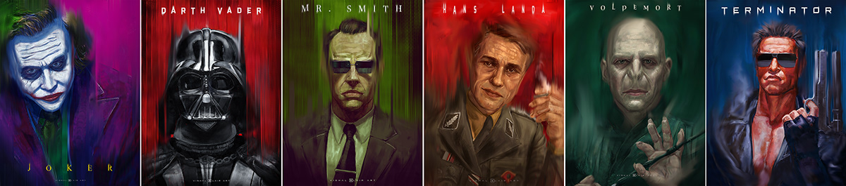 artwork digital illustration joker movie movie poster painting   portrait sketch villains