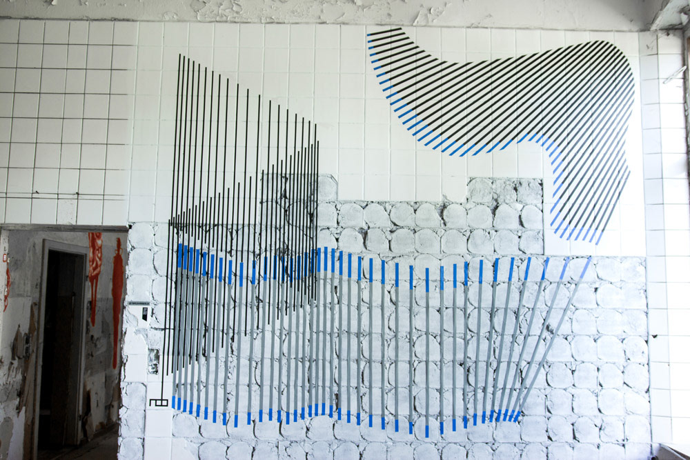 Tapeart tape art tape over streetart Abstract Art urban art lines pattern tape artist