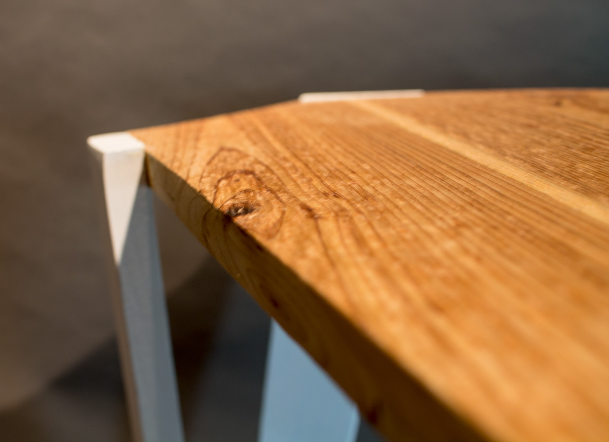 table wood White grain tripod three legs sculpture furniture hexagon triangle coffee table wood grain