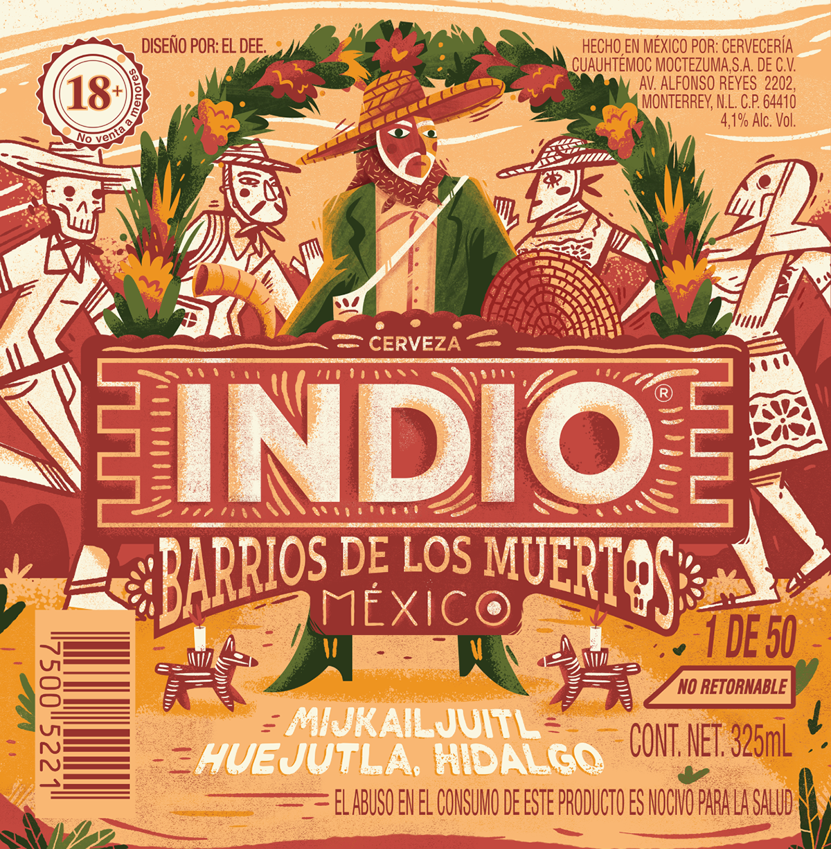 beer ILLUSTRATION  vector Dia De Muertos DayoftheDead mexico traditions product design  package design  Advertising 