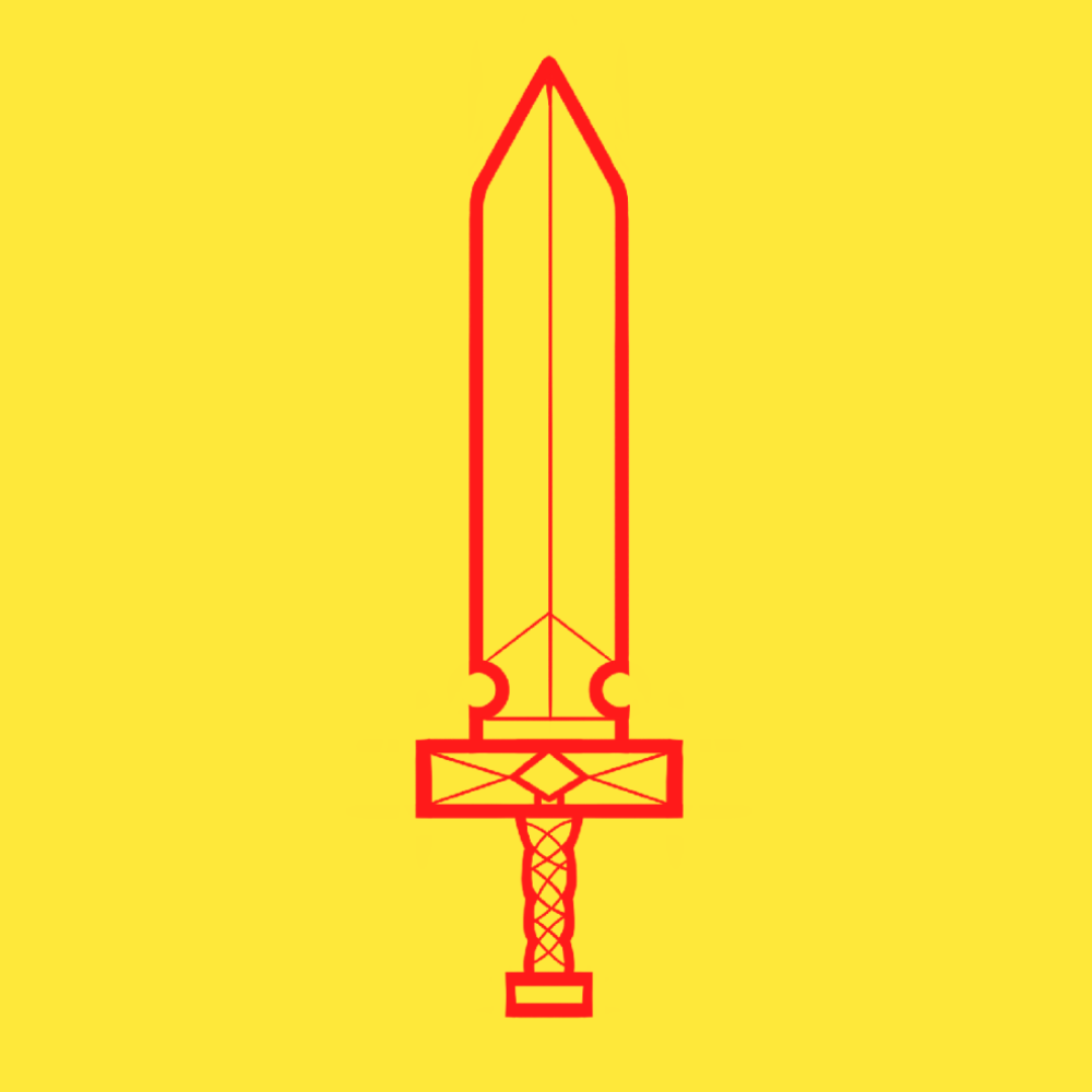 amarillo diseño escudo espada logo rojo Sword