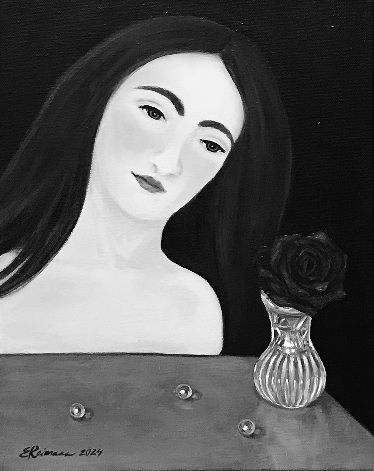 Oil Painting fine art canvas painting   feminine rose