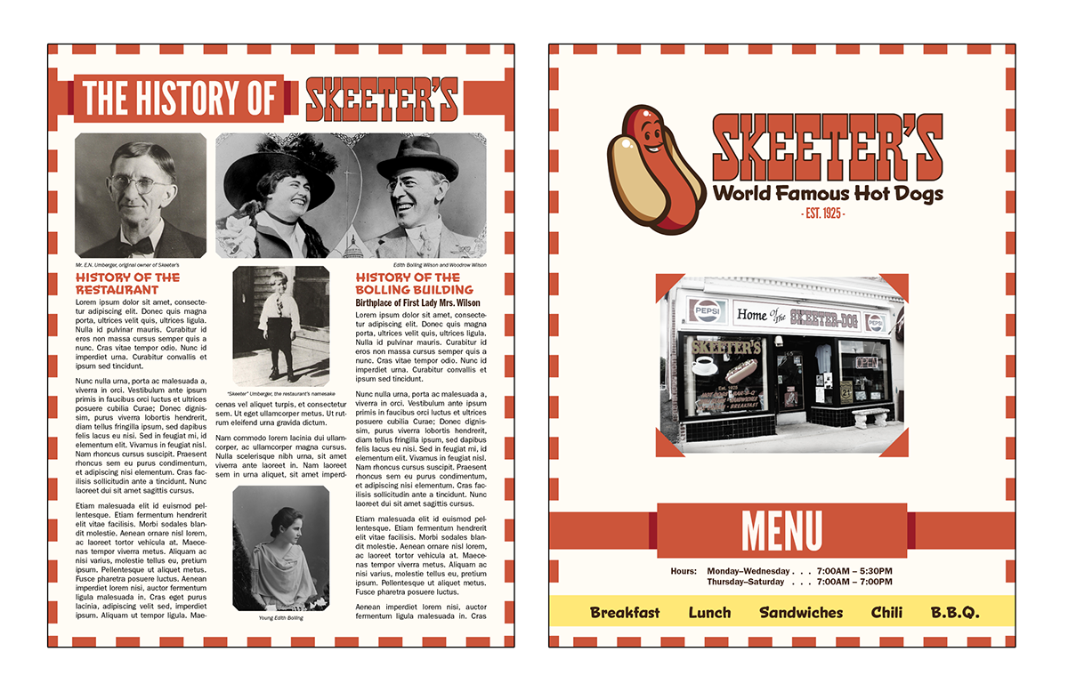 menu skeeter's skeeters Hot Dogs Hot dogs logo Logo Design diner 50s restaurant menu design