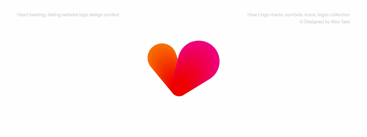 Heart beating, dating website logo design symbol