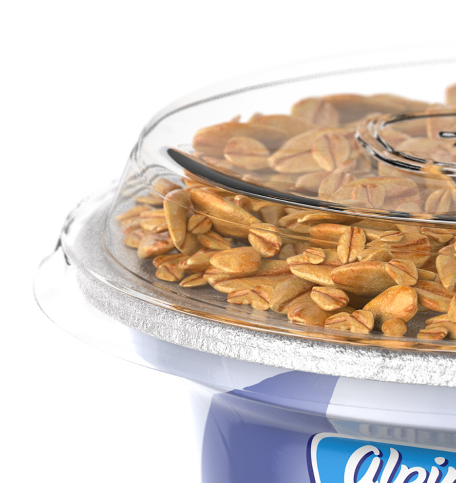Adobe Portfolio 3D CGI package rendering yogurt product foil