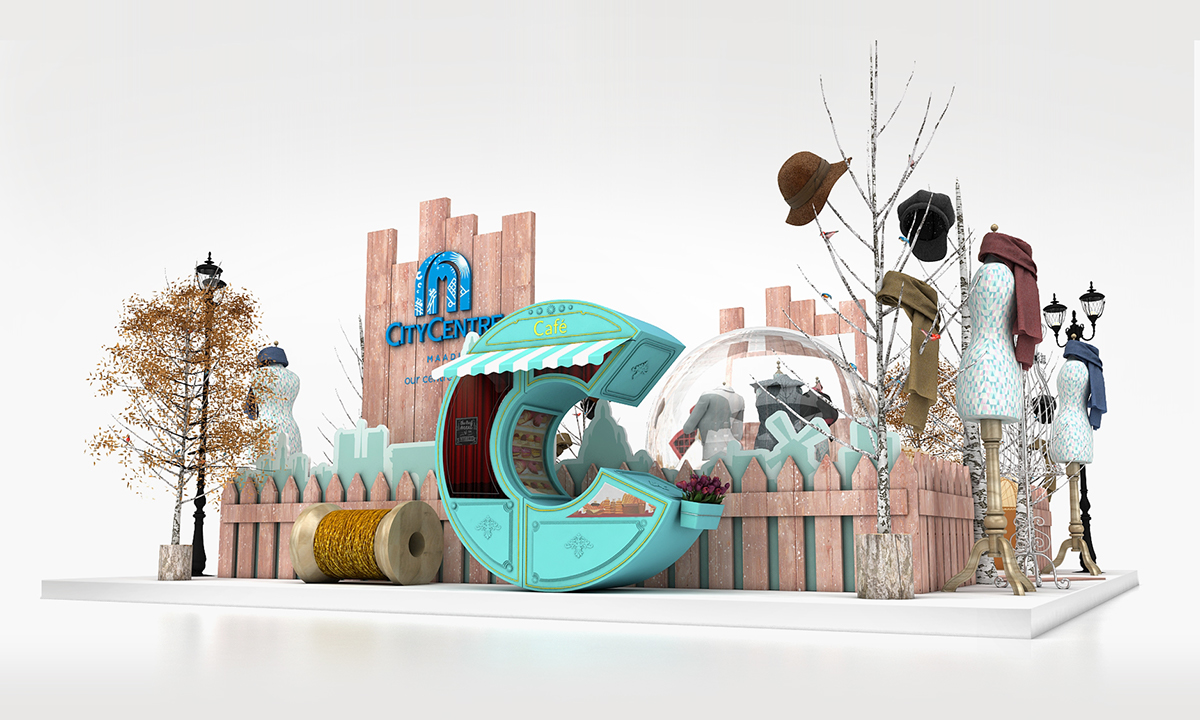3D booth Exhibition  design MAX winter Fashion  Theme city centre