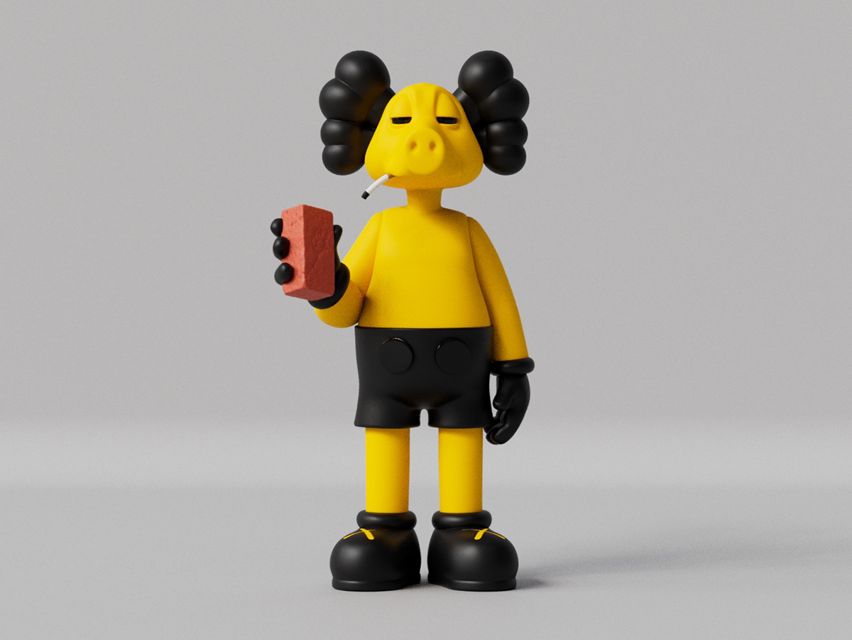 kaws cartoon figurine 3d printing 3D character artist Character design  lord quasimoto mash-up toy