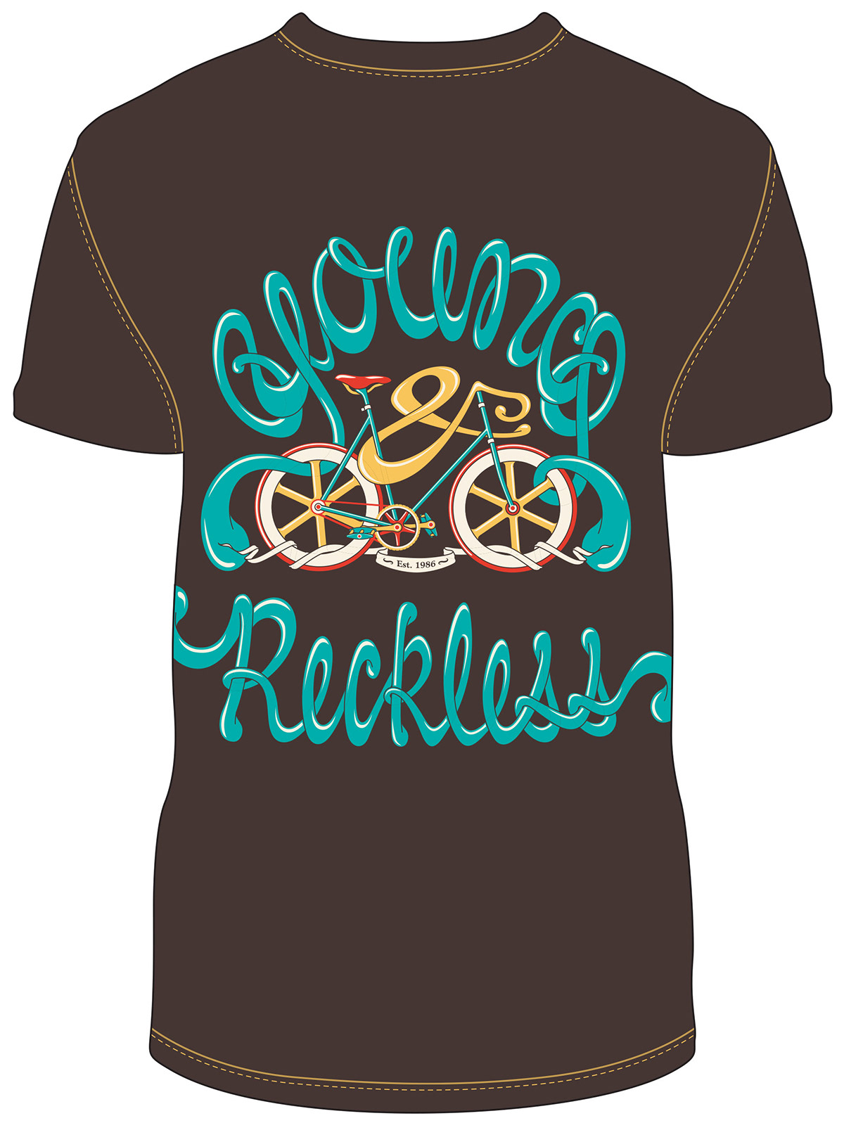 skateboard t-shirt young and reckless Bike logo hat design graphic