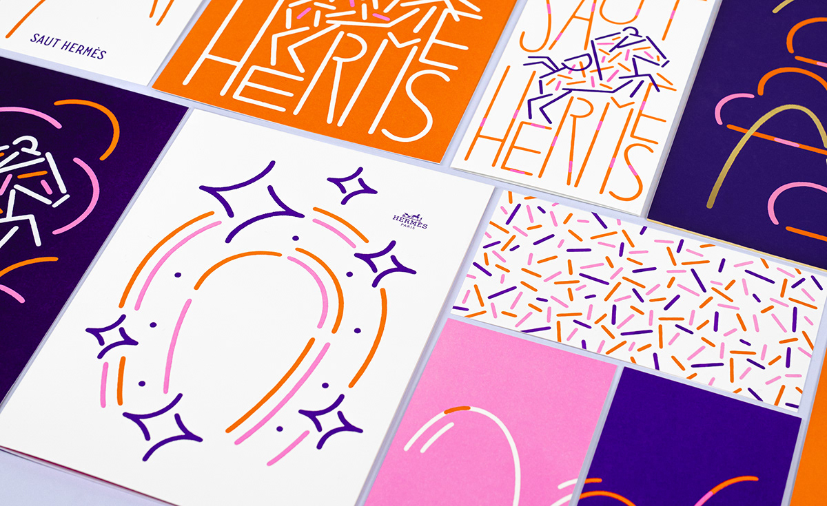 affiche colorful custom typography graphic design  hermes luxe neon Paris Poster Design print design 