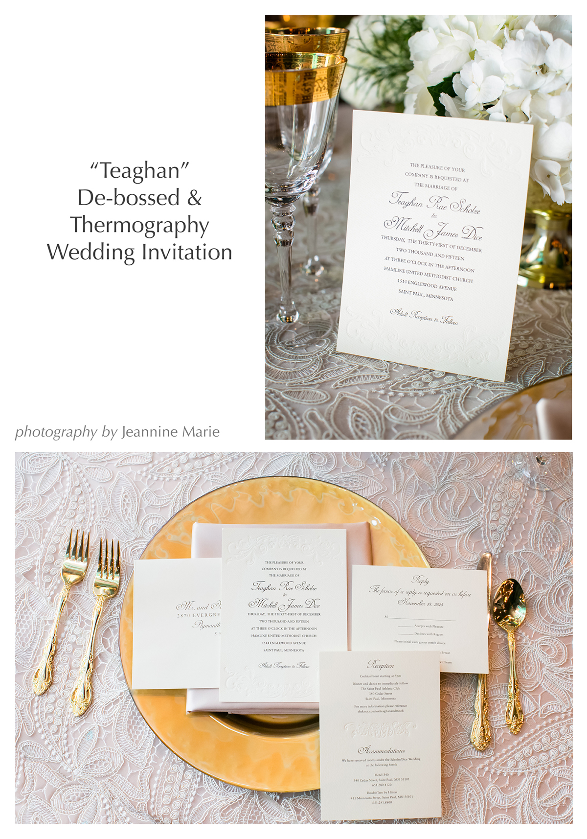 personal stationery wedding invitations elegant upscale embossed debossed thermography printing