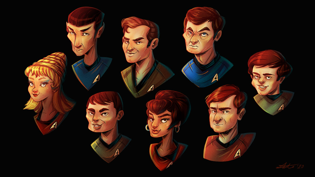 Captain Kirk Character design  fanart line up nyota portrait spock Star Trek star trek original series Sulu