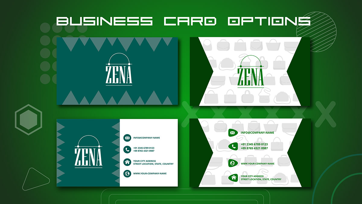 zena лого options green bag Corporate Idenity