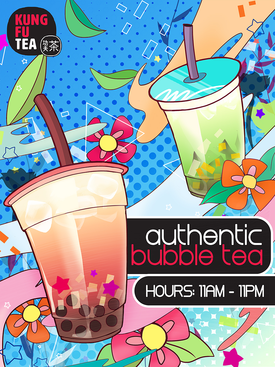 Playful bubble tea poster Promotional Fun