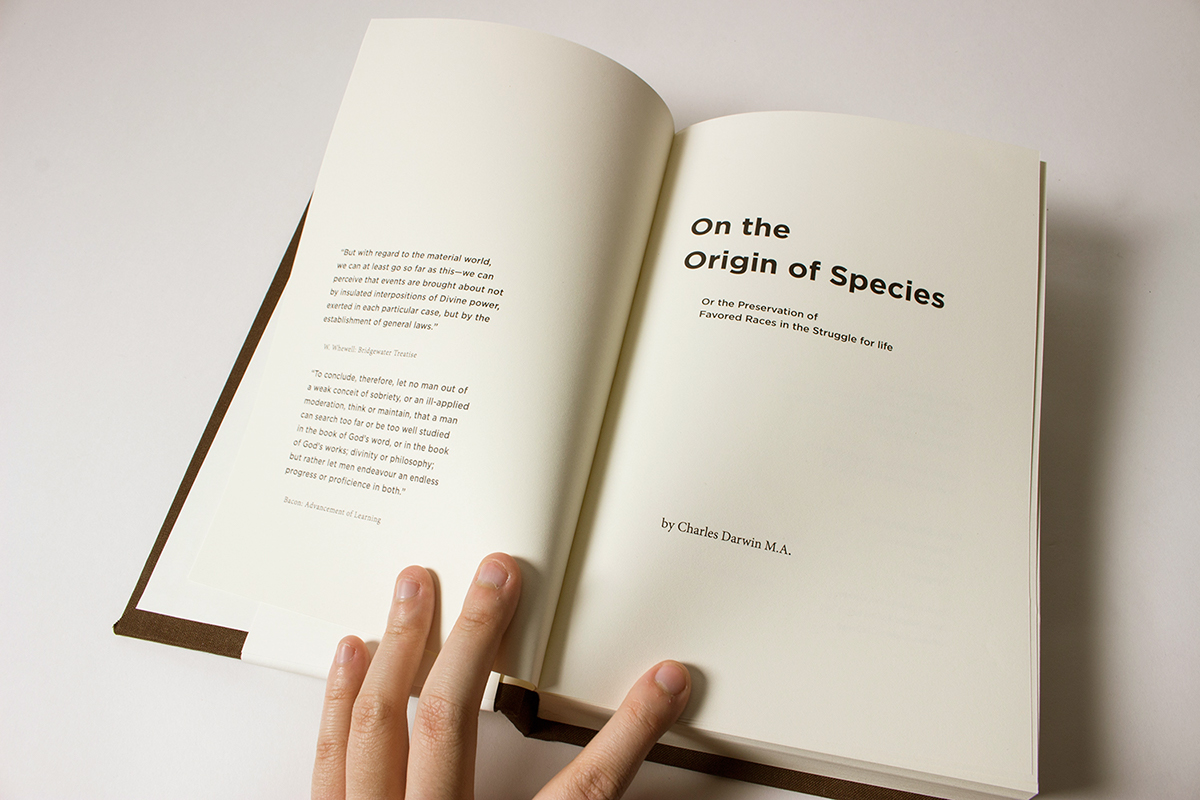 origin of species charles darwin Perfect Binding book design Interpretation