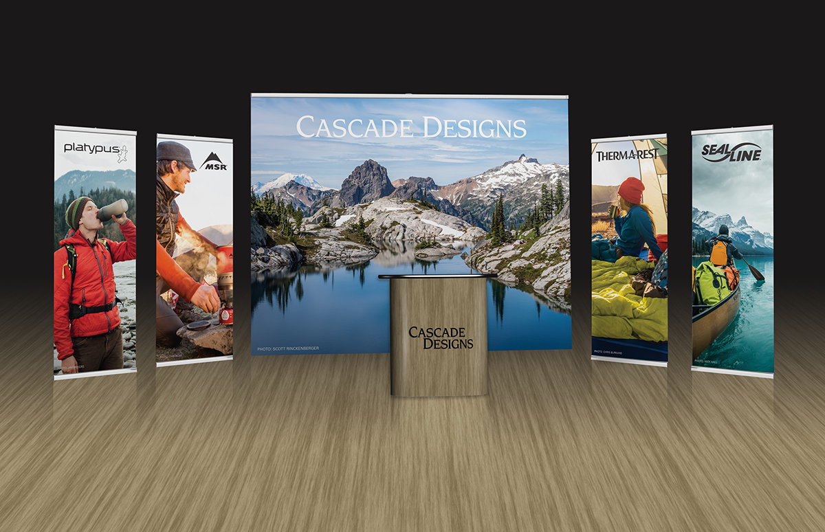 Signage Trade Show exhibit Pull Up Banners banner outdoor retailer Or cascade designs therm-a-rest freidrichshafen camping