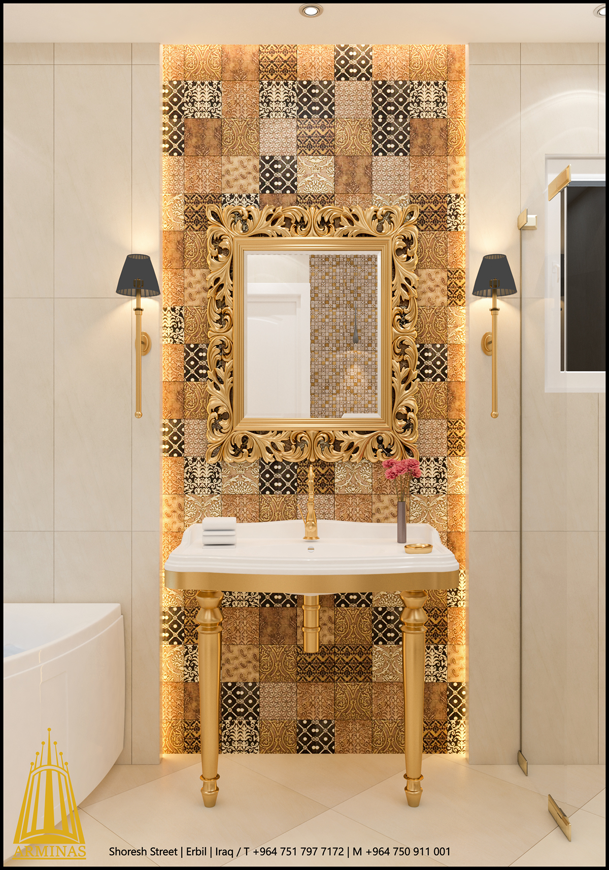 patchwork Lithos aram rafeq Arminas tiles Luxury bathroom