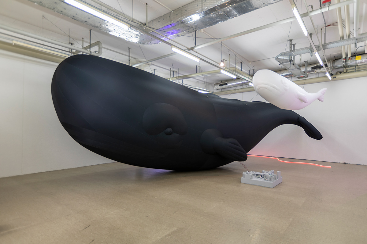 Exhibition  Zurich gallery Whale bear sculpture Installation Art painting  