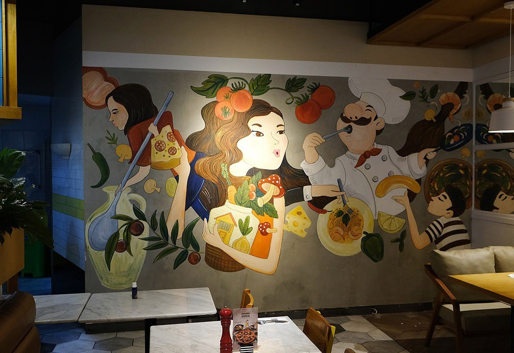 artist artwork ILLUSTRATION  Mural mural art painting   Pizza pizza marzano sketch