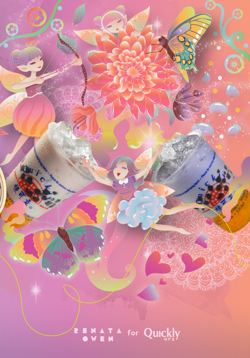 renataowen Quickly art vector fairy bubble tea drink indonesia soft girl