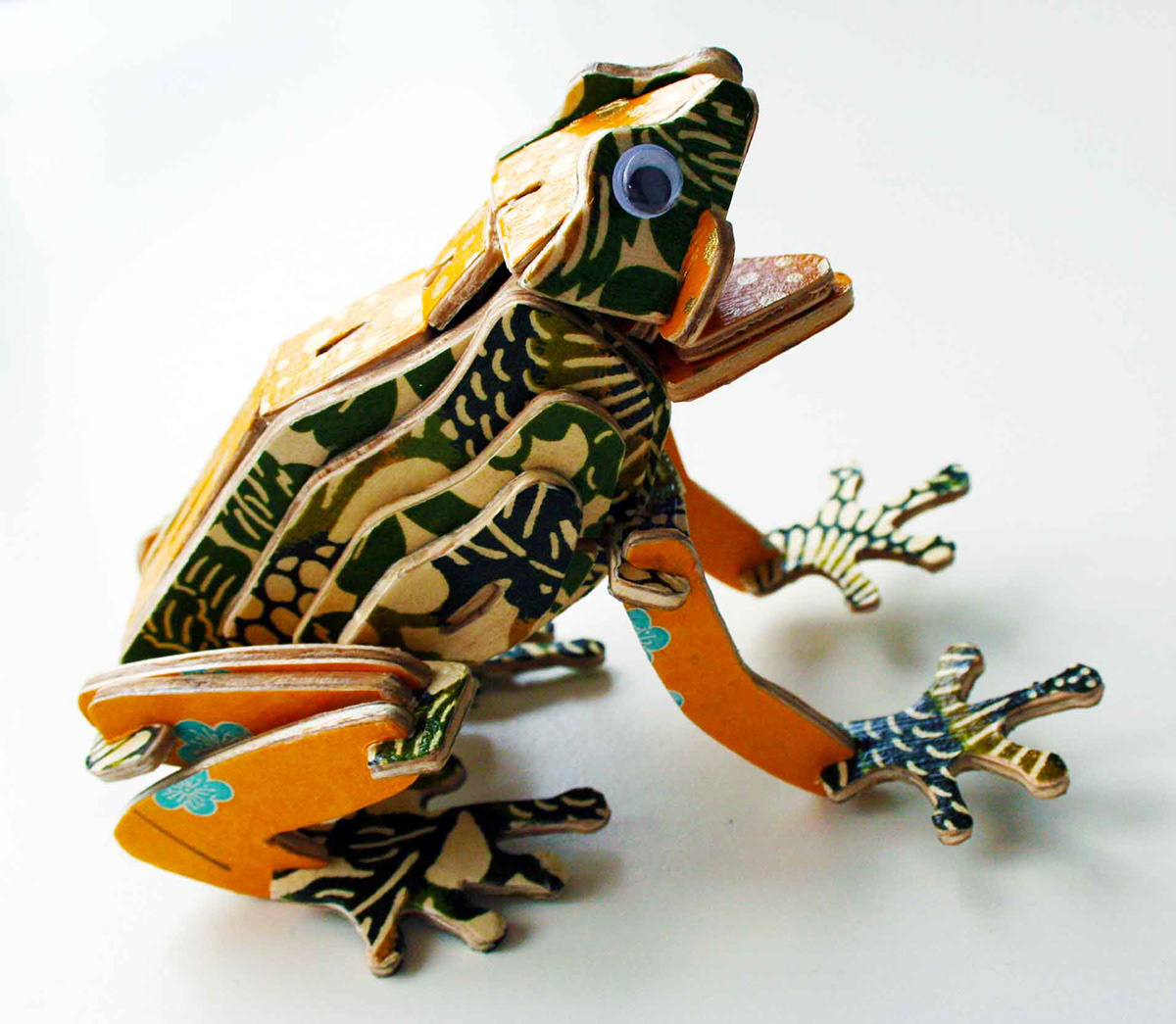 wood japanese paper frog