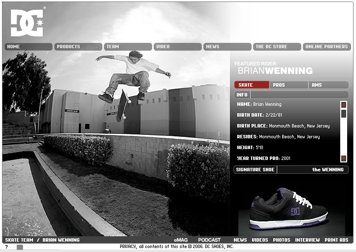 dc dc shoes skateboarding Brain Wenning pro model Signature Shoe podcast Web digital Creative Director Mat Hayward
