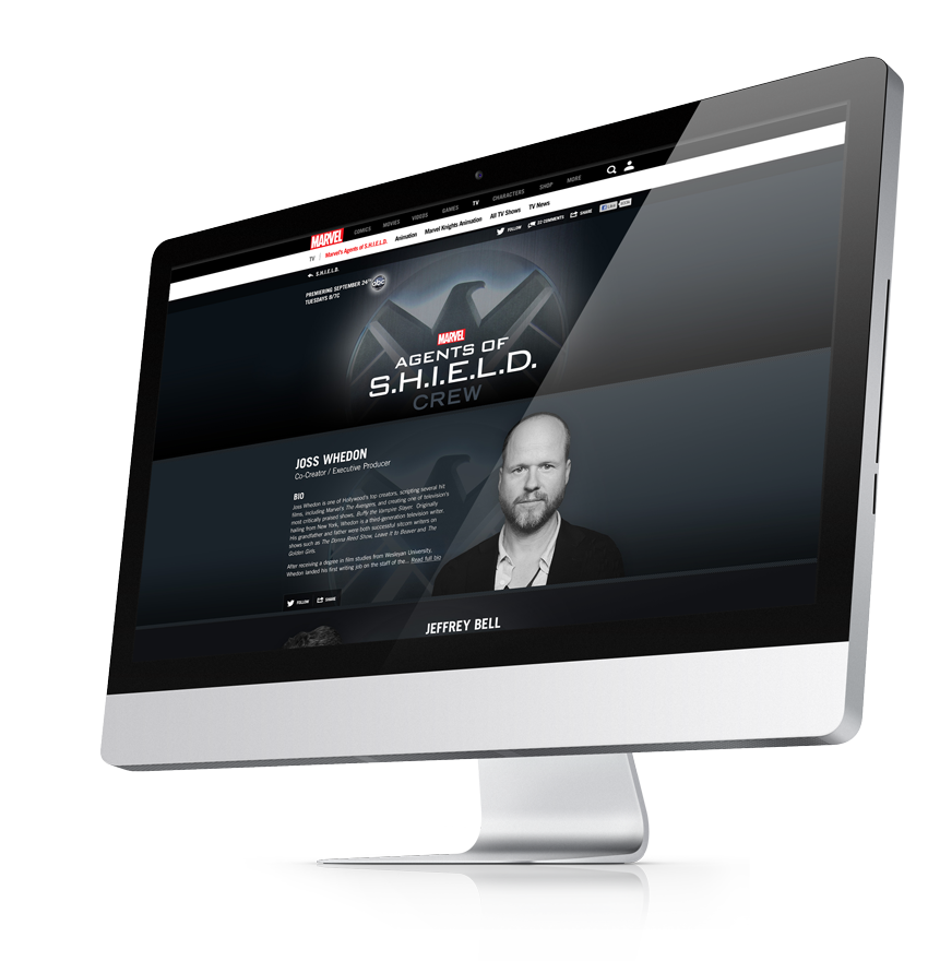 television agents of shield bold Entertainment interactive marvel microsite Responsive ux/ui Web Design 