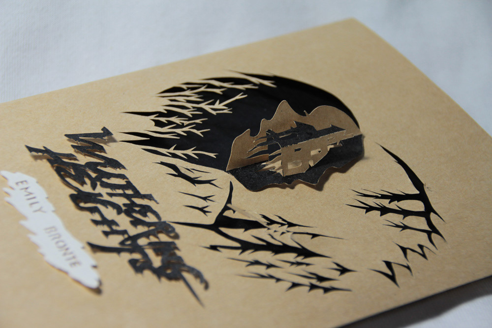 Bookdesign book cover paper cutout black type craft