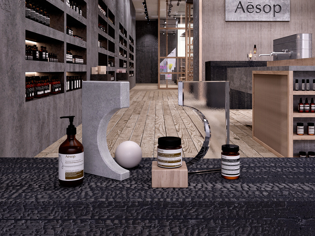 3D 3d max Aesop бренд визуализация дизайн интерьера интерьер aesop магазин косметики aesop design interior shop aesop