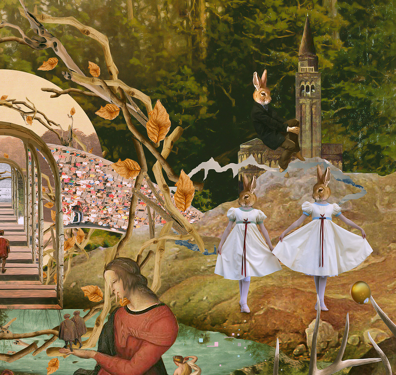 The Journey vintage collage mixed media Photo Montage cutting Composite