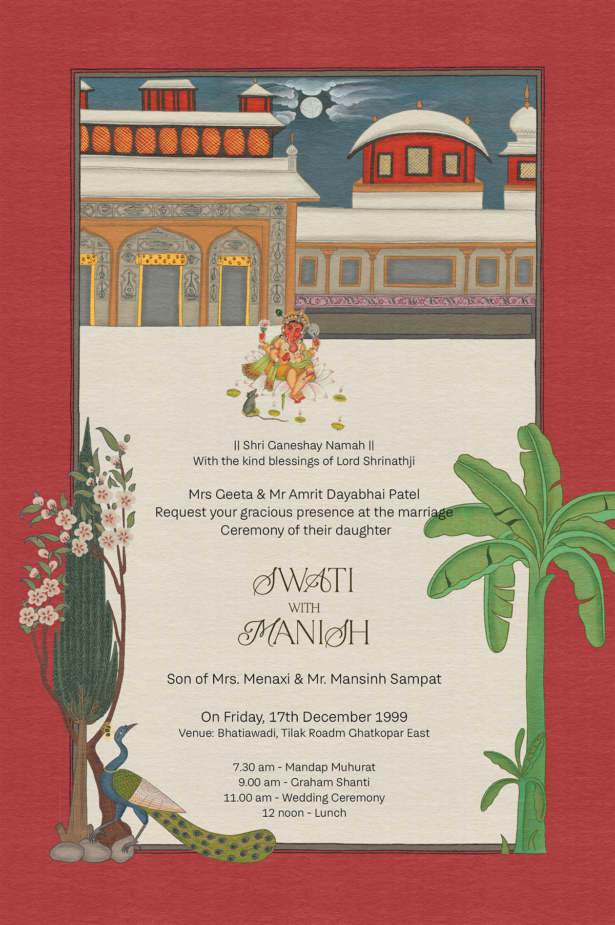 Indian art Indian miniature painting mughal art Picchwai Pichwai Pichwai painting Rajasthan Wedding Card wedding invitation wedding invite