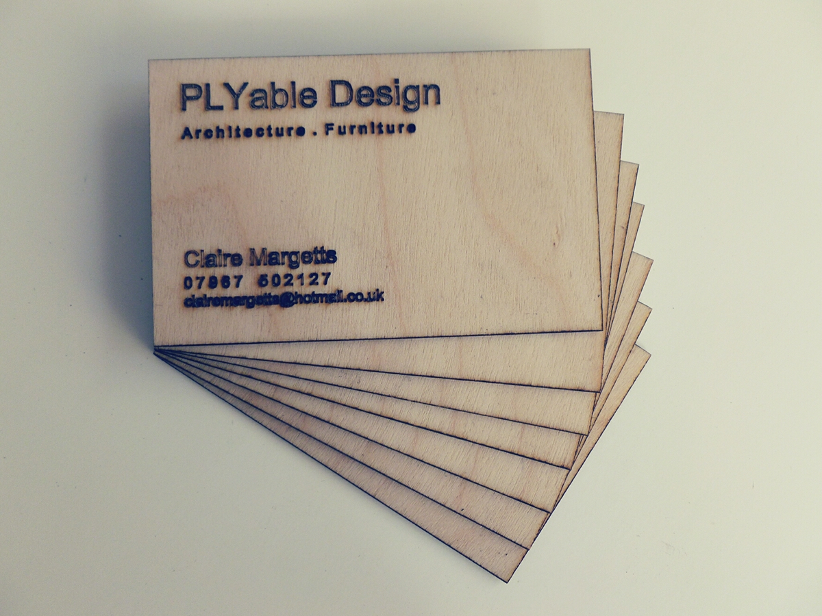 cards Business Cards plywood laser laser cutter laser etching etching marketing   making of