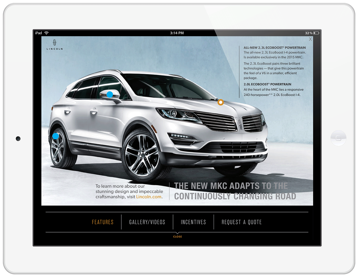 Mobile Advertising rich media advertising Tablet Experience Lincoln MKC lincoln JAG