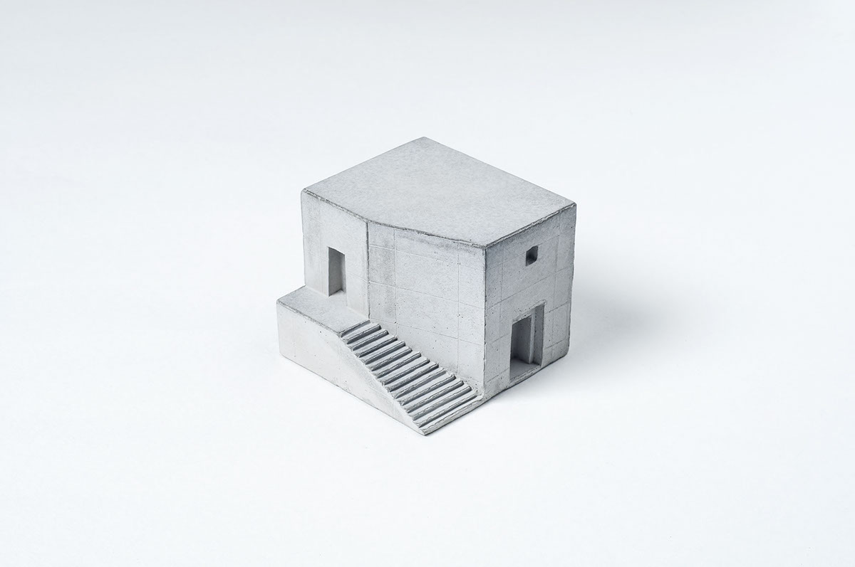concrete Miniature homes architecture inspired artefacts