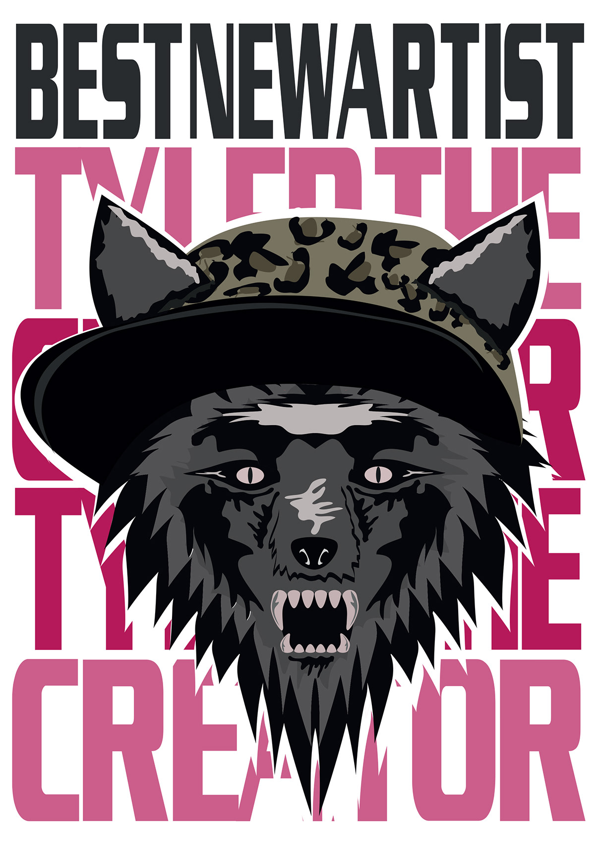 Illustrative shading vector hiphop creative type text splash wolf animal