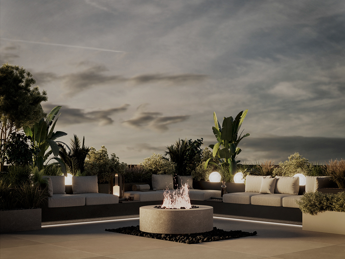 rooftop terrace roof garden interior design  architecture visualization Render 3ds max exterior CGI