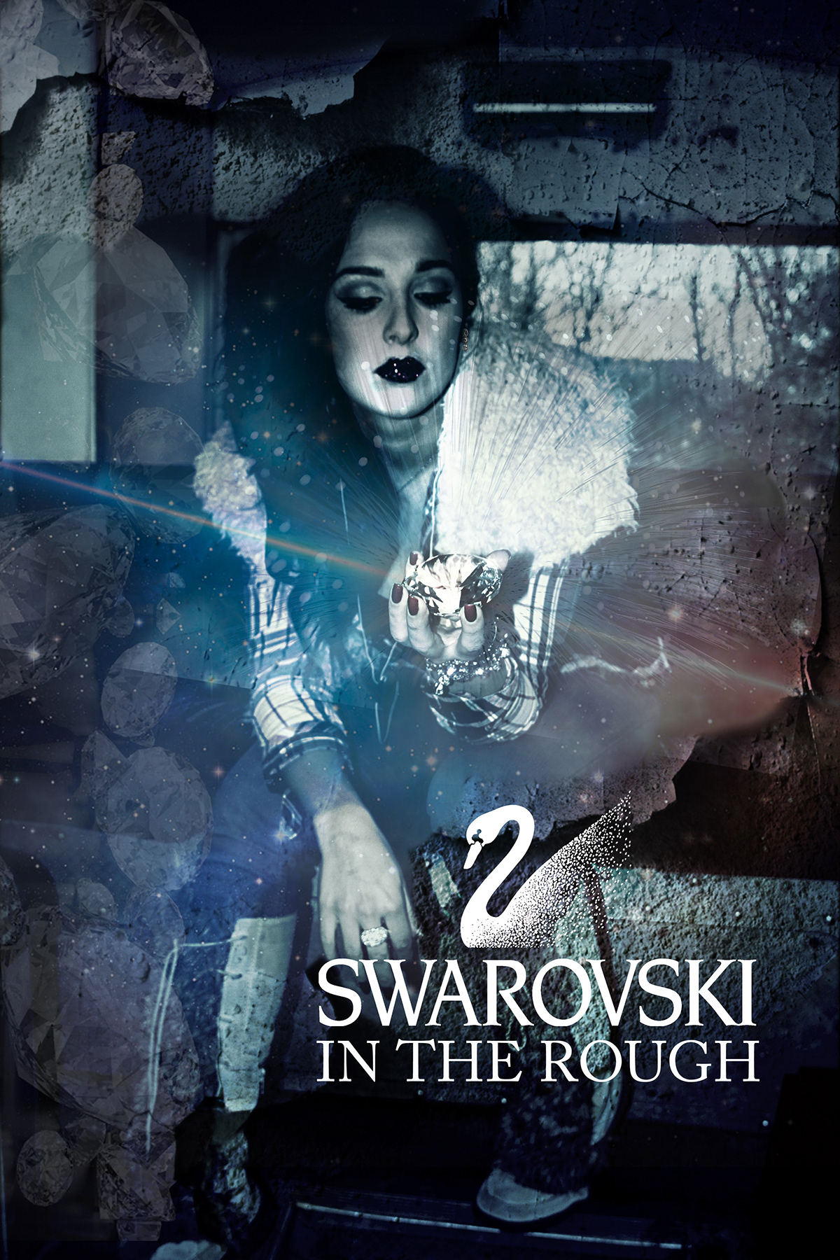 Swarovski Competition ycn poster diamond  grunge Urban bus double decker Booklet advertisment campaign