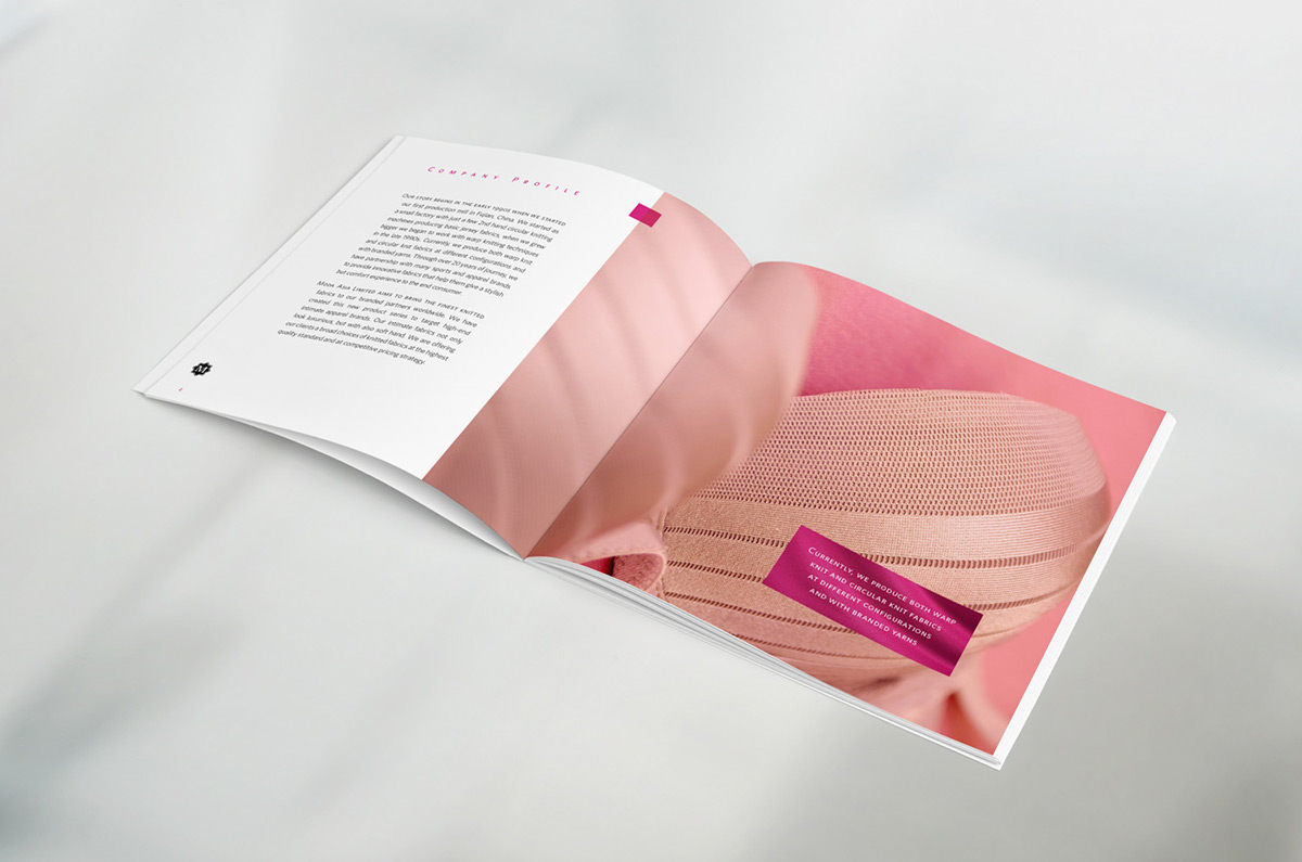business brochure corporate print fabric asia lingerie Intimate apparel square