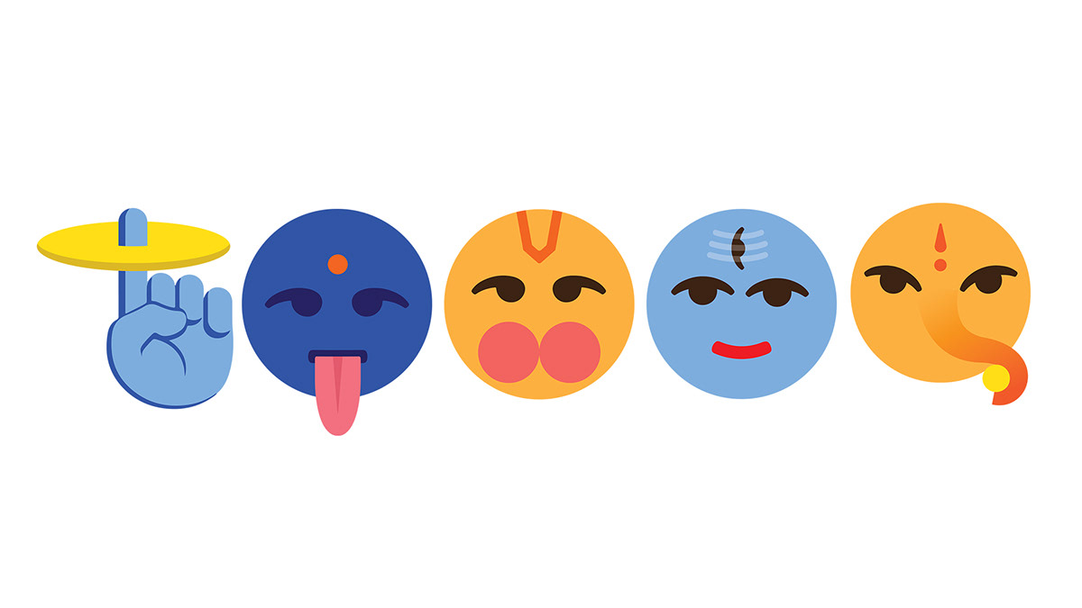 emoticons Emoji Indian-emoticons Hindu-emoji illustartion Hindu-deities-emoticons