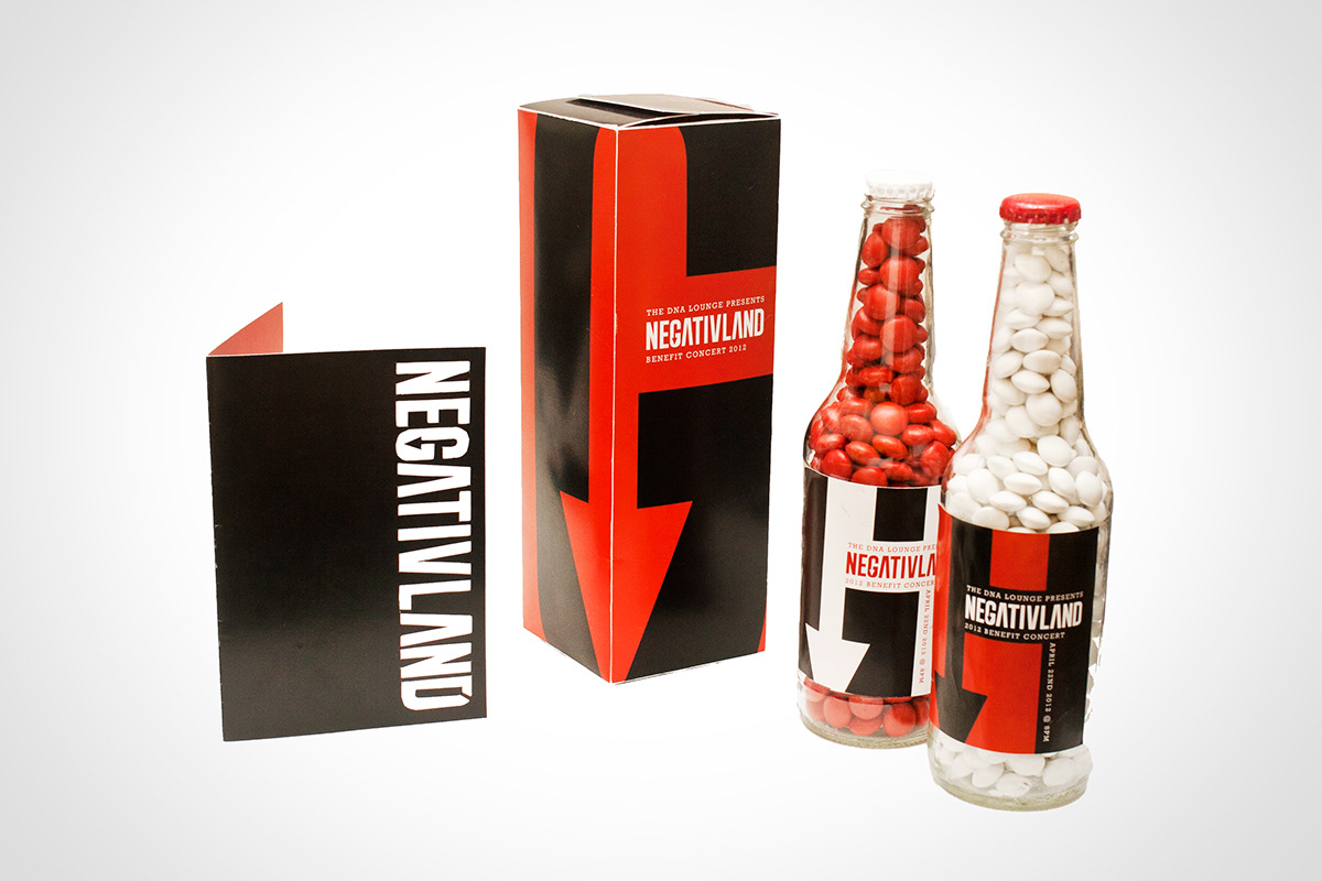 negativland red  Black  white  bottle  package design Invitation