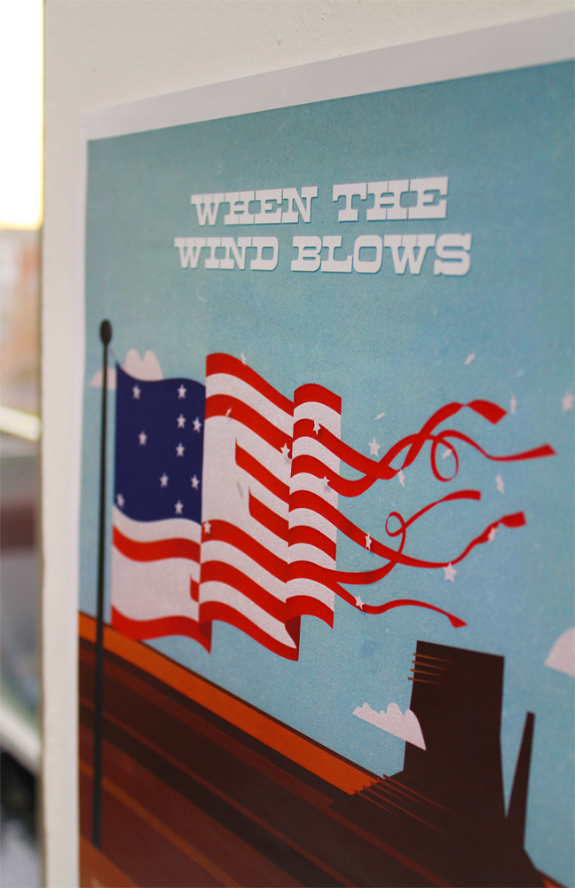 print poster usa flag wind university brief student
