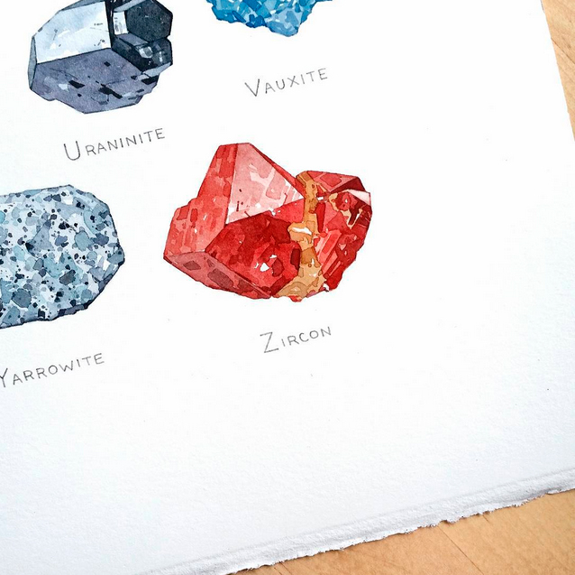 watercolor minerals geology science natural science