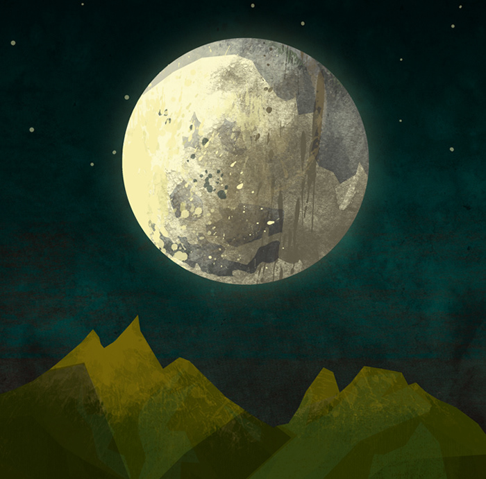 moon  space  mountains  nature Landscape  night  stars abstract