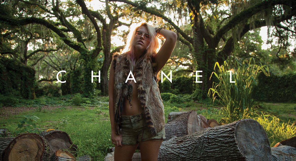 chanel Canon outdoors freshair type typograhy Layout design blond forest Nature clean axe lumber Perspective