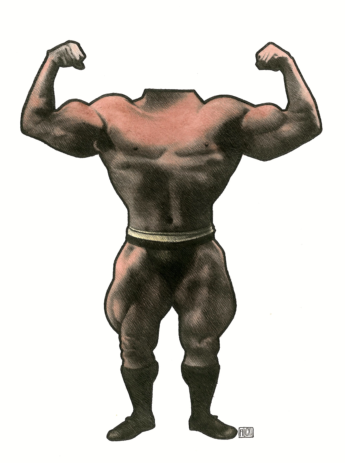watercolor pencil muscle man