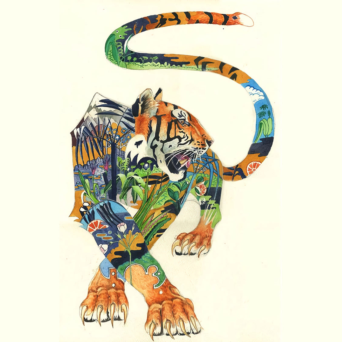 animal Digital Art  forest graphic design  ILLUSTRATION  tiger