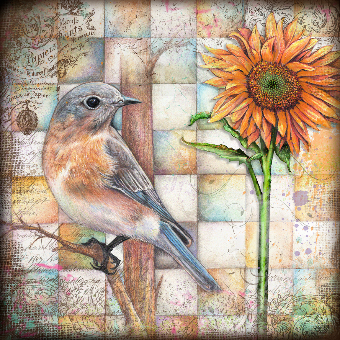 watercolor stationary licensing Nature birds Flowers