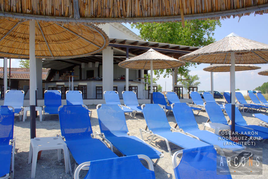 beach bar  Greece beach reconstruction rehabilitation Landscape construction July 2009 june 2010 Arcons