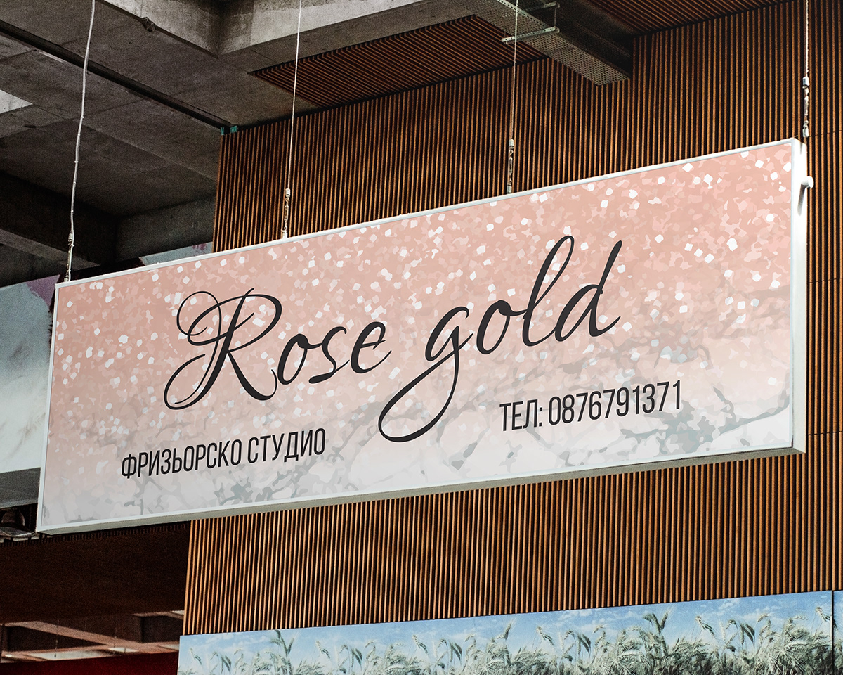 Hair Salon hairdresser Rose Gold Glitter Marble