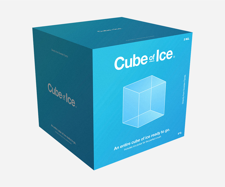 cube of ice  cube ice product visual identity package